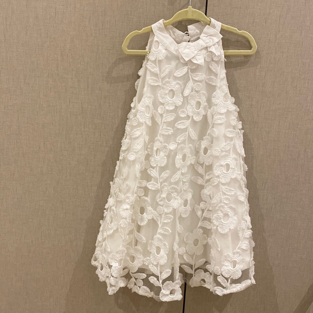 Janie and Jack White Floral Appliqué Halter Dress